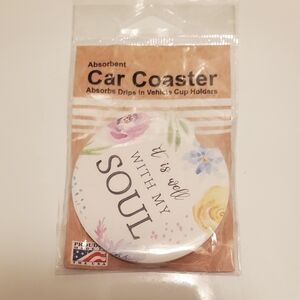 Car Coaster, Floral and White, Hobby Lobby